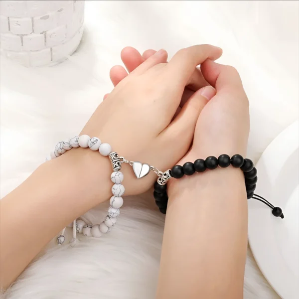 couple bracelet of stone with heart connector second