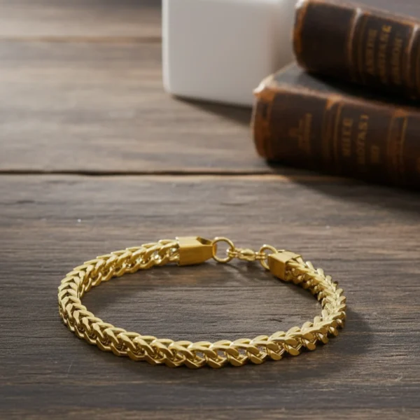 Men’s Gold Link Bracelet – Chevron Style - Image 4