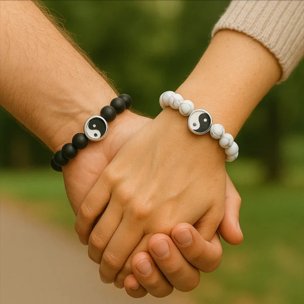 matching heart stone couple bracelet eight