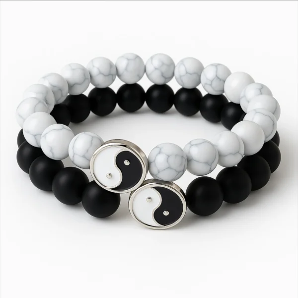matching heart stone couple bracelet first