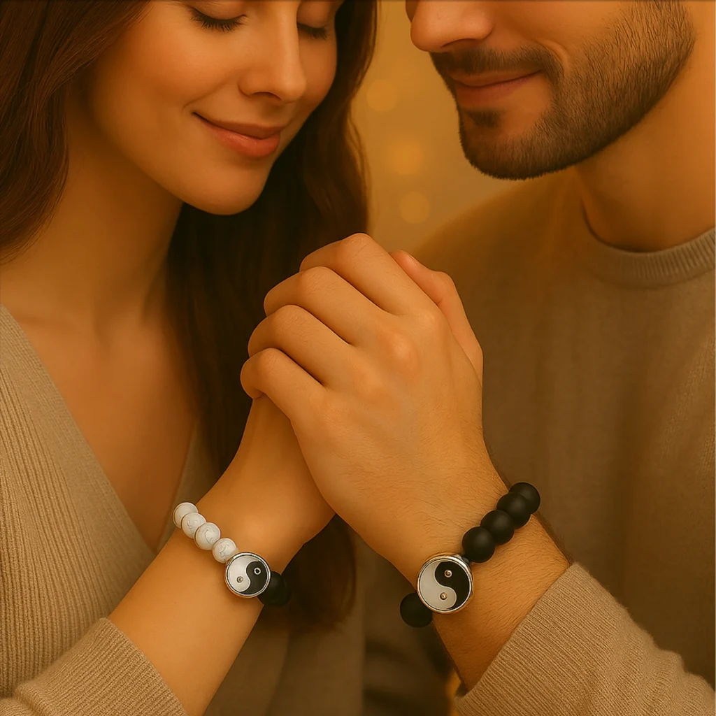 matching heart stone couple bracelet second
