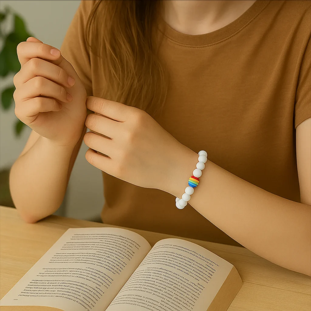 rainbow accent couple bracelet of stone eight