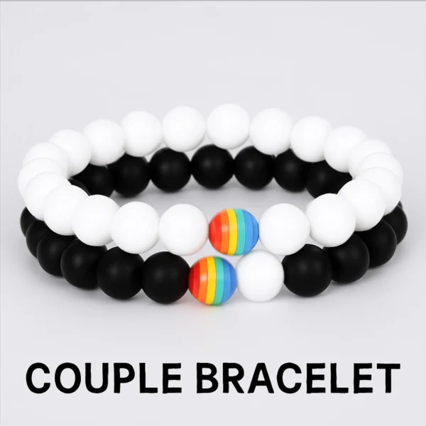 rainbow accent couple bracelet of stone sixth
