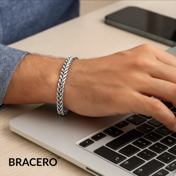 silver link chain bracelet for men second