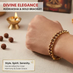 gold plated rudraksh bracelet in hand