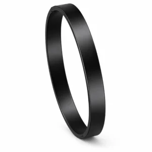 Bracero Black Minimalist Kada for Men – 316L Stainless Steel PVD Black Wide Flat Band