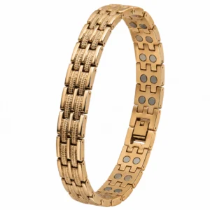 Bracero Signature Dual-Track Gold Magnetic Bracelet — Herringbone Link Design for Men & Women