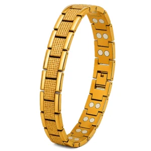 Bio Energy Magnetic Bracelet for Men & Women Germanium & Neodymium Magnet Therapy Bracelet Luxury Mesh-Link Design Gold Plated Wellness Bracelet