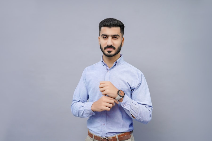 Man in black blazer business casual office outfit for men