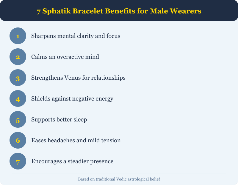 7 sphatik bracelet benefits for male infographic